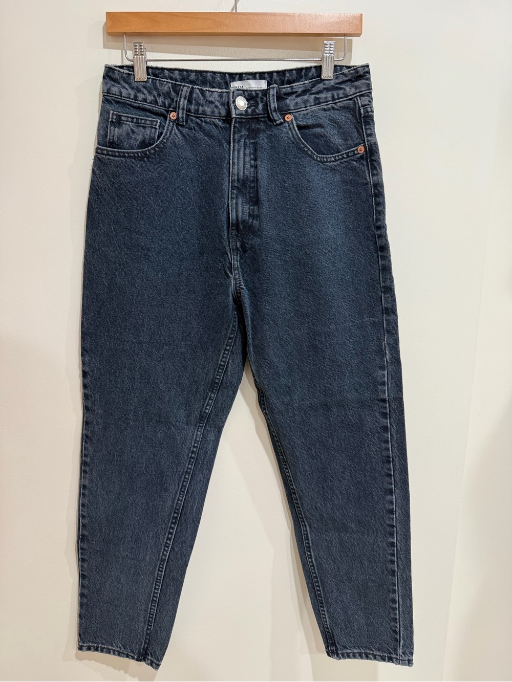 Zara Women Dark Blue Wash Mom Jeans
